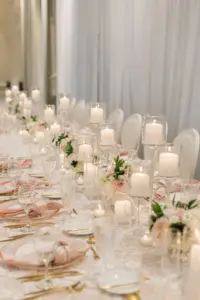 Pink Old Florida Candlelit Wedding Reception Centerpiece Feasting Table Inspiration