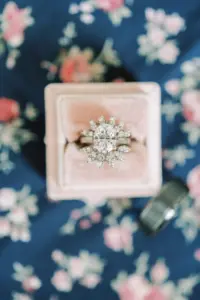 Vintage Oval Diamond Engagement Ring | Starburst Ring Enhancer Wedding Band Inspiration