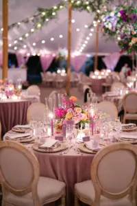 Candlelit Tropical Purple Wedding Reception Inspiration