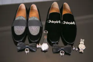 Louboutin Rhinestone Loafers | Velvet Red Bottom Wedding Shoe | Same Sex Wedding Inspiration