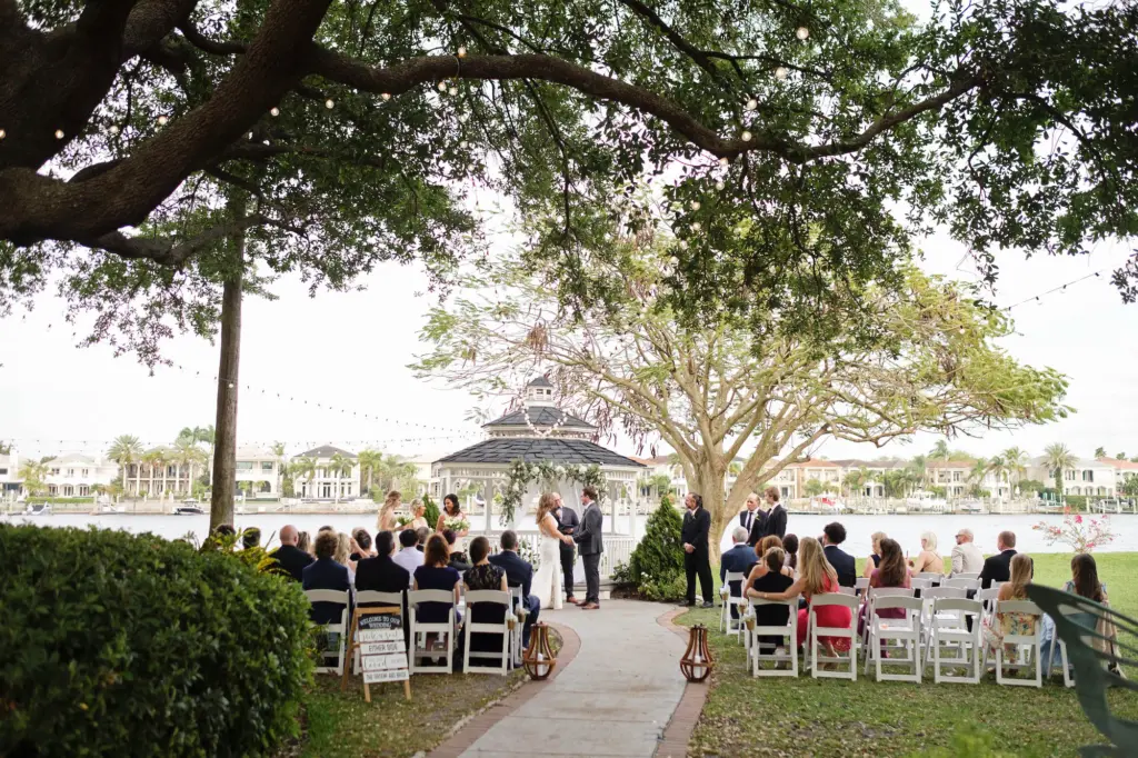 Waterfront Outdoor White and Green Garden Inspiration Wedding Ceremony | Tampa Wedding Planner The Olive Tree Weddings | Venue Davis Island Garden Club
