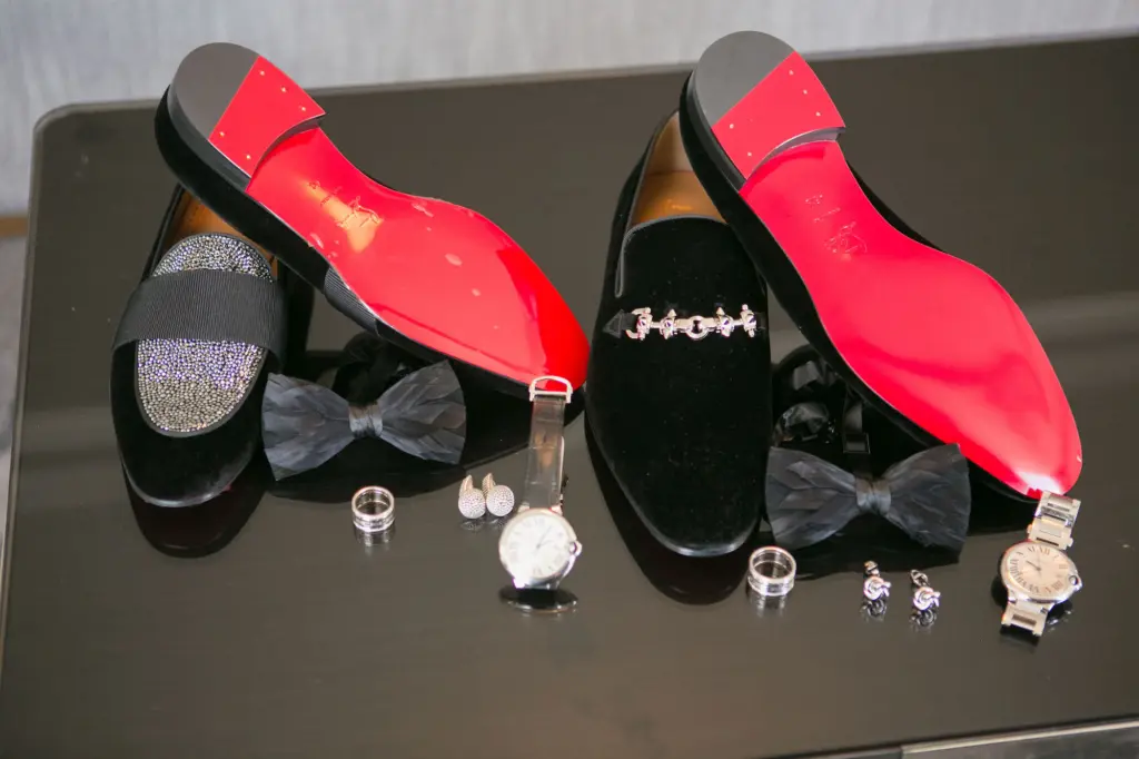 Louboutin Rhinestone Loafers | Velvet Red Bottom Wedding Shoe | Same Sex Wedding Inspiration