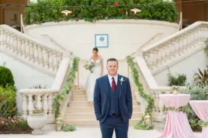 Bride and Groom First Look Wedding Portrait | Ritz Carlton Sarasota