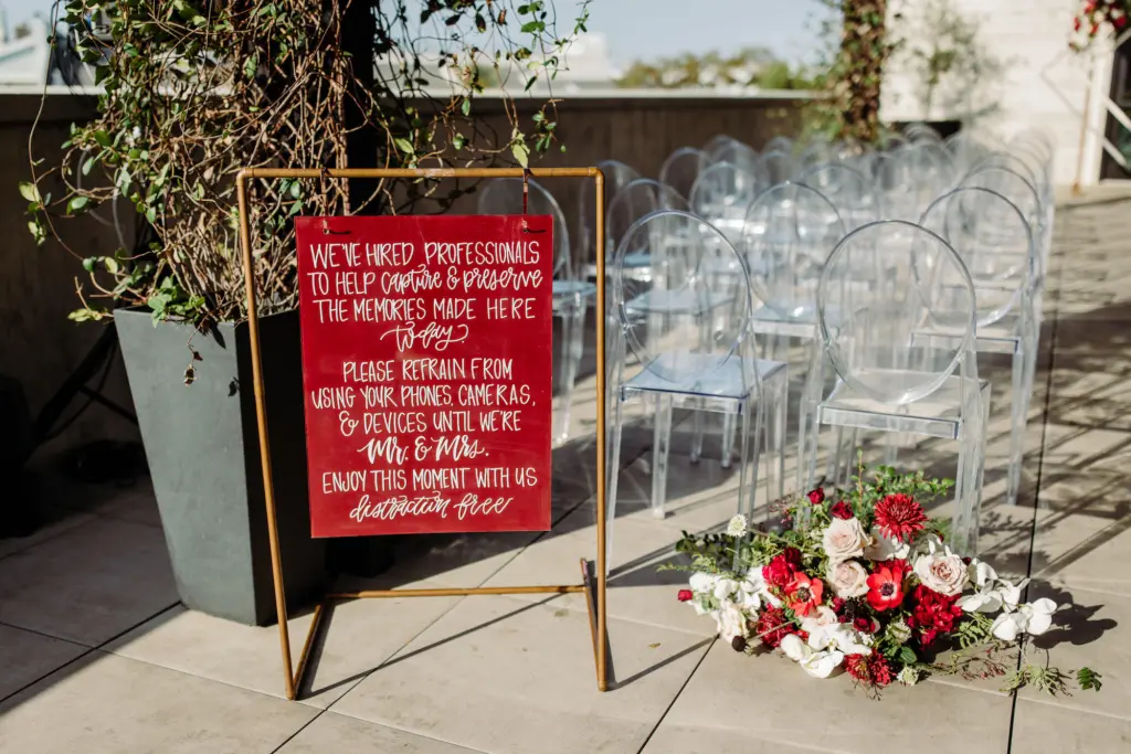 Acrylic, Red Unplugged Wedding Ceremony Sign Ideas