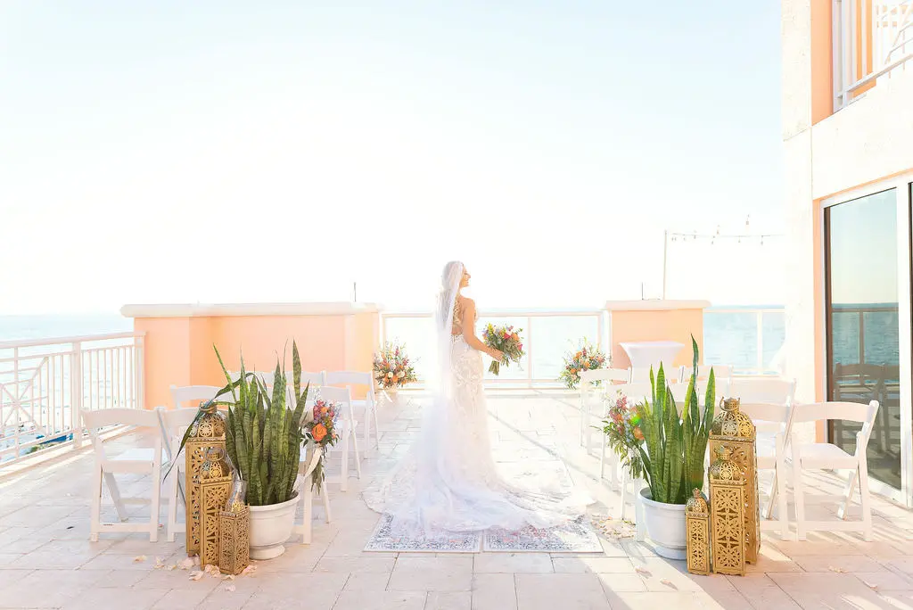 Bridal Wedding Portrait in Intimate Rooftop Florida Wedding Inspiration | Planner Special Moments Event Planning | Venue Hyatt Regency Clearwater Beach