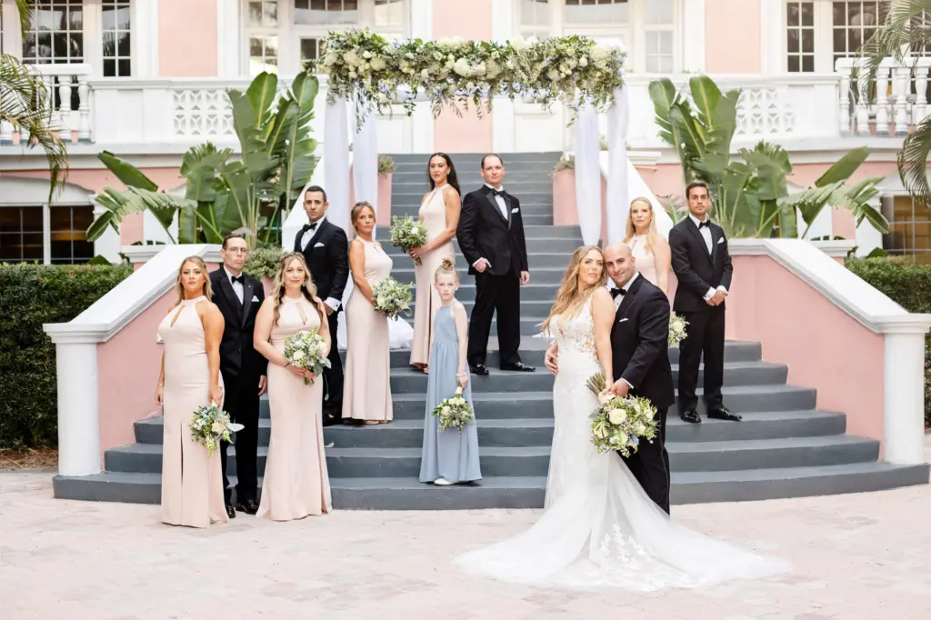 Wedding Party at The Courtyard Stairs | St Pete Venue The Don CeSar