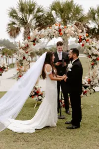 Bride and Groom Vow Exchange Wedding Portrait | Downtown Tampa Wedding Planner Breezin' Weddings