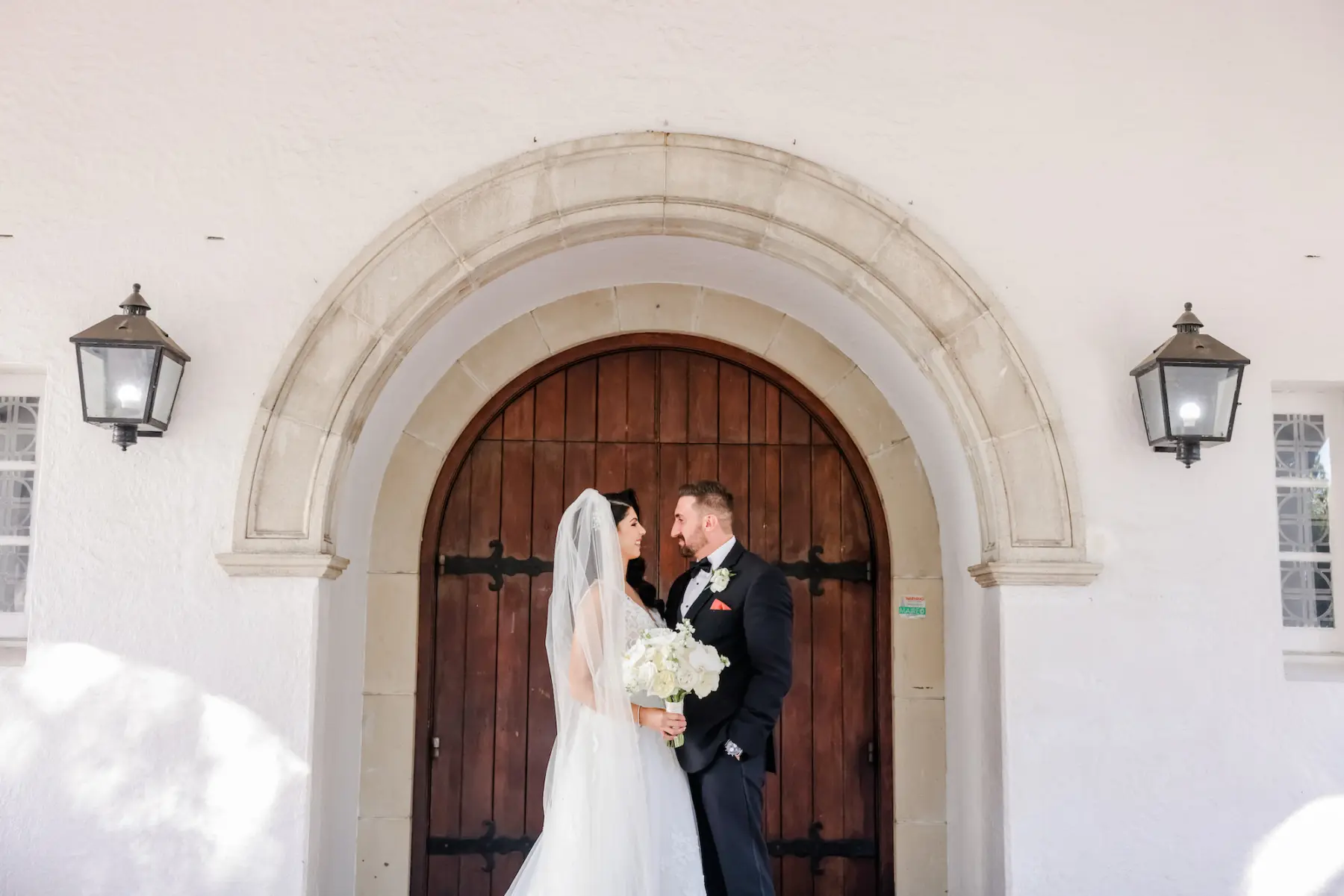 Bride and Groom Just Married Wedding Portrait | Clearwater Wedding Ceremony Venue St. Cecelia Catholic Church | Photographer Lifelong Photography Studio