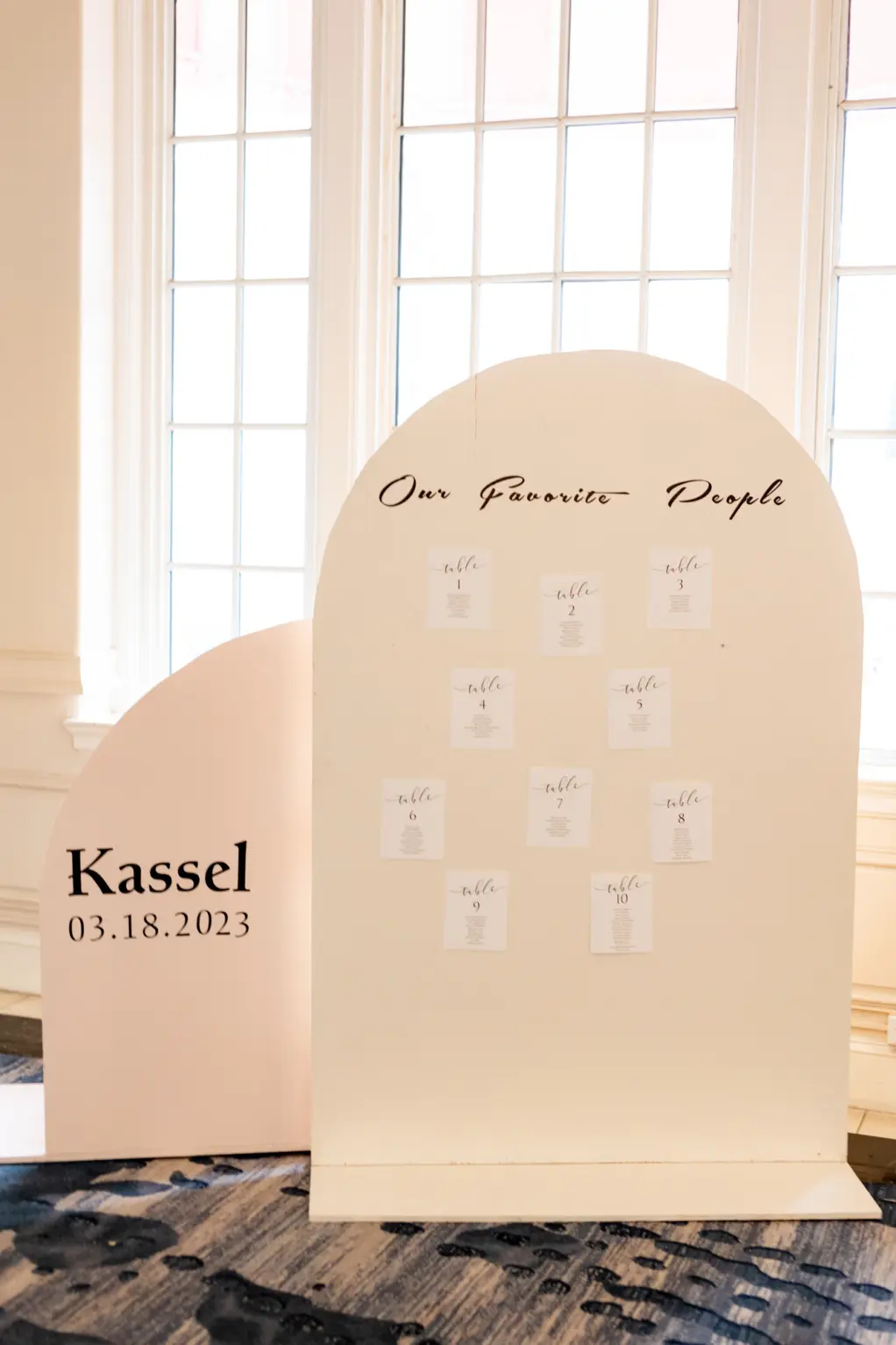Modern Pastel Our Favorite People Arch Seating Chart Ideas for Wedding Reception