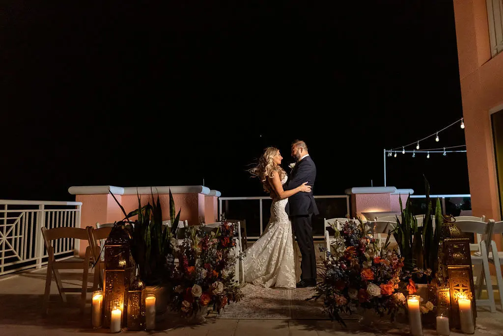 Bride and Groom Intimate Night Time Romantic Wedding Portrait Venue Hyatt Regency Clearwater Beach | Planner Special Moments Event Planning
