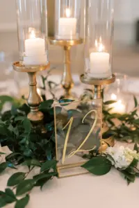 Gold Table Number | Candlelit Wedding Reception Centerpiece Inspiration
