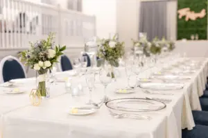 Classic Monochromatic Wedding Reception Feasting Table | Repurposing Bridal Bouquet Centerpiece Ideas | Tampa Bay Lemon Drops Weddings and Events