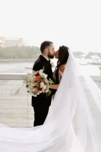 Bride and Groom Just Married Wedding Portrait | Downtown Tampa Planner Breezin Weddings