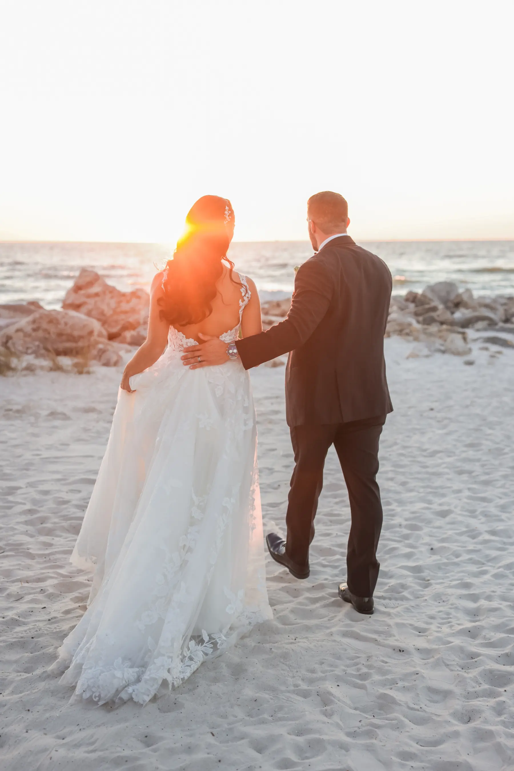 Bride and Groom Sunset Beach Wedding Portrait | Clearwater Photographer Lifelong Photography Studio