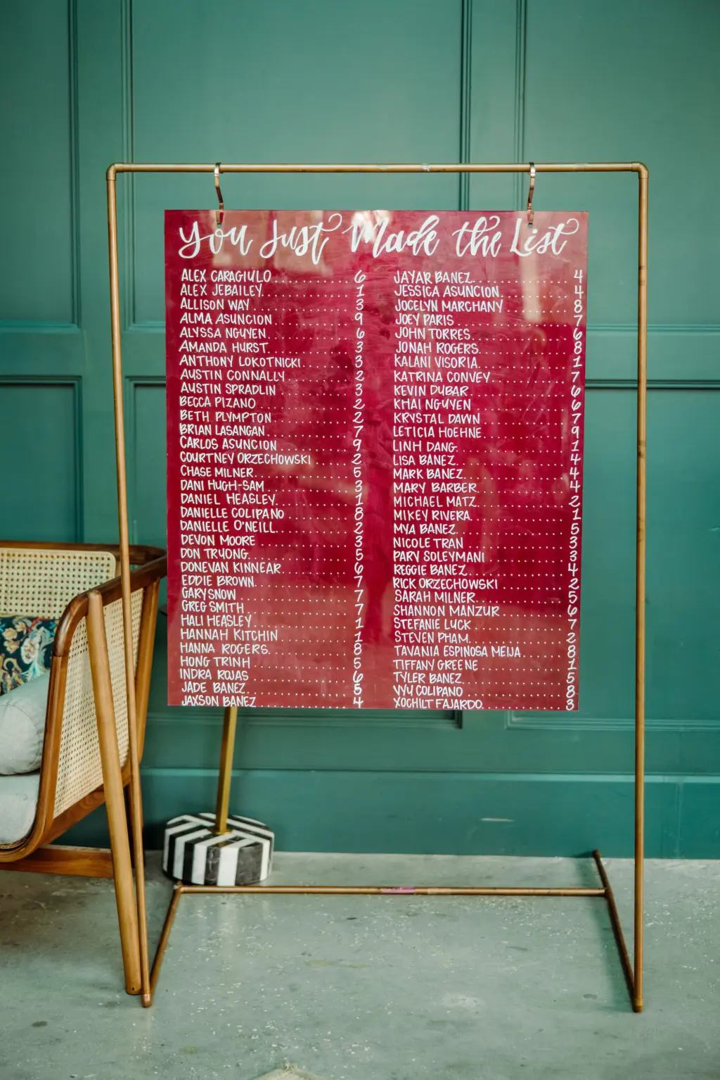 You Just Made The List Hand-Written Red Acrylic Seating Chart | Modern Asian Wedding Reception Inspiration