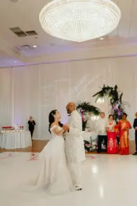 Bride and Groom First Dance Wedding Portrait in Timeless Ballroom | Tampa Venue The Regent