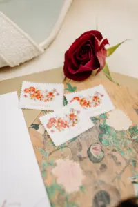 Red Floral Postage Stamp for Asian Inspired Wedding Invitation Ideas