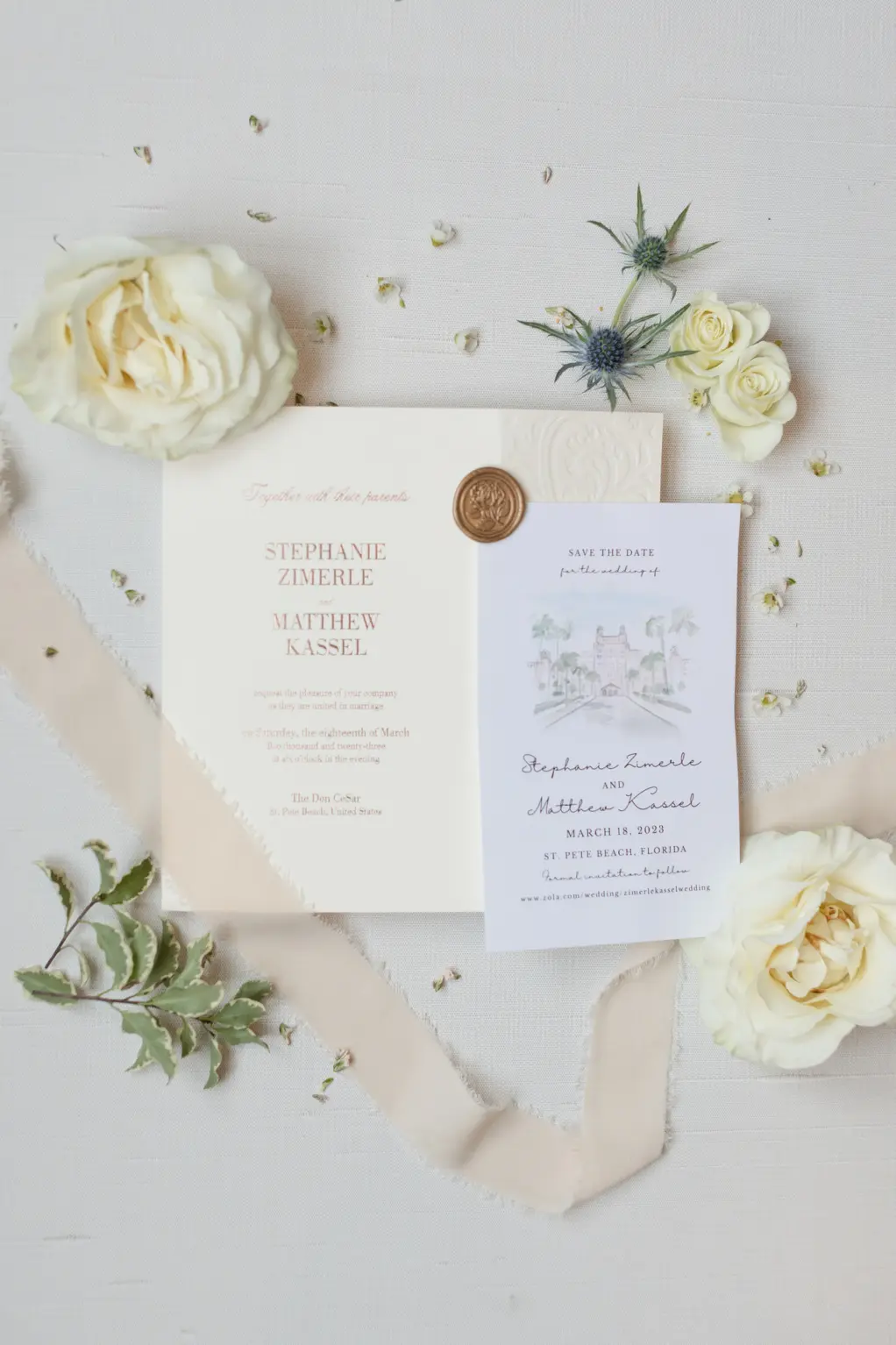 Off White Cream Wedding Invitation | Watercolor Venue Save The Date Inspiration