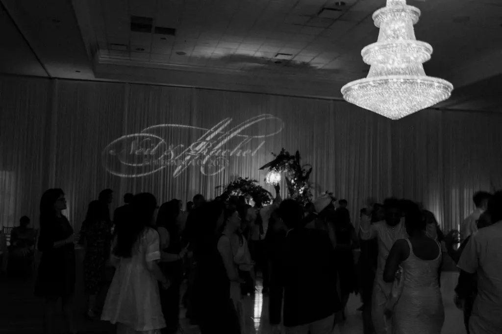 Black and White Ballroom Reception Wedding Portrait | Tampa Venue The Regent
