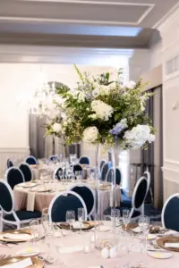 Classic White and Greenery Tall Wedding Centerpieces | St Pete Florist Lemon Drops