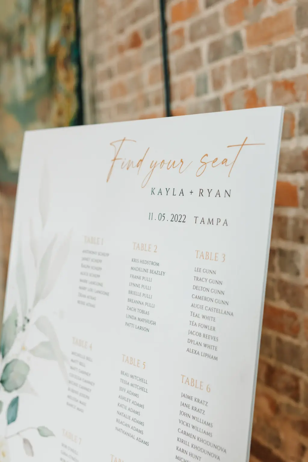 Classic Romantic Seating Chart with Gold Lettering and Greenery Details Wedding Decor Inspiration