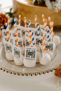 University of Florida Gator Thank You Cake Pops for Wedding Guests Ideas