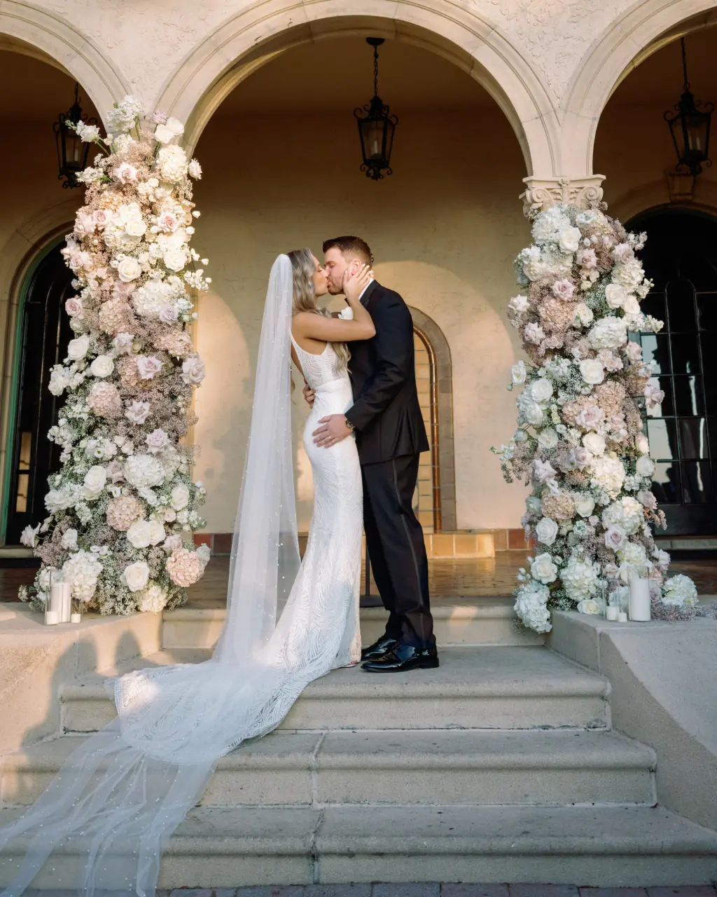 Bride and Groom First Kiss Sunset Wedding Portrait | Sarasota Photographer Dewitt For Love