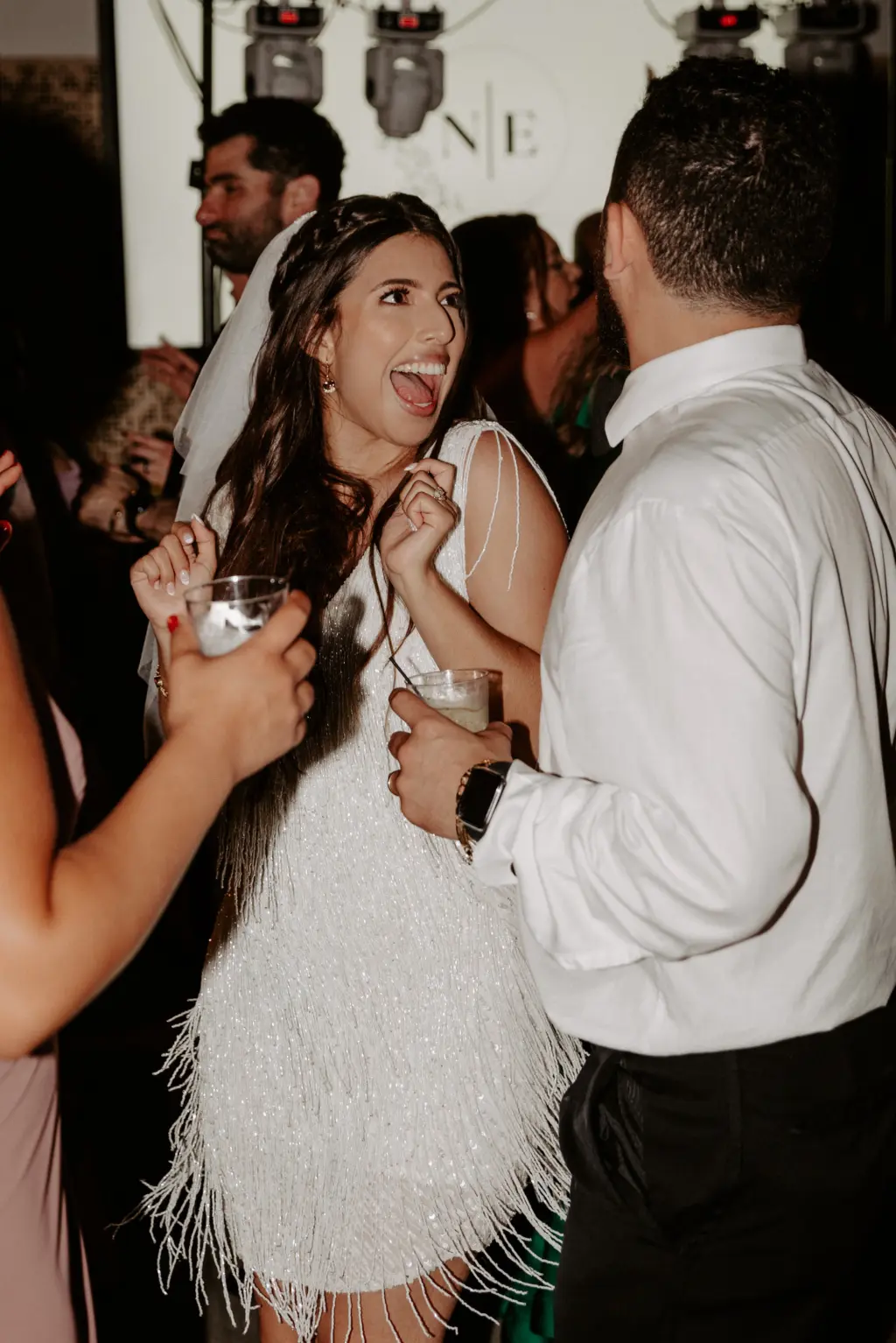 White Boho Fringe Dress for Wedding Reception Grand Exit | Tampa Bay DJ Breezin Entertainment
