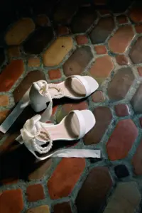 Classic Ivory Open-Toed Pearl Wedding Shoe Ideas