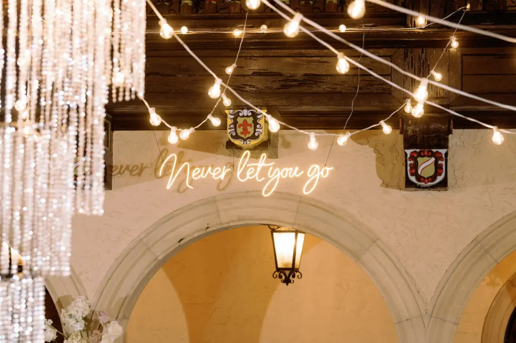 Never Let You Go Neon Sign Wedding Reception Decor Ideas