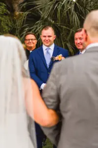 Groom's Tearing Up Emotional Reaction to Bride Walking Down Wedding Aisle