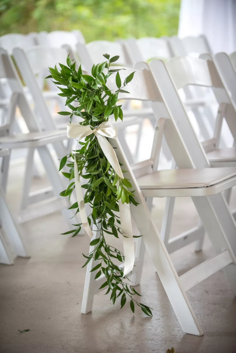 Rustic Wedding Ceremony Aisle Chair Greenery Decor Ideas