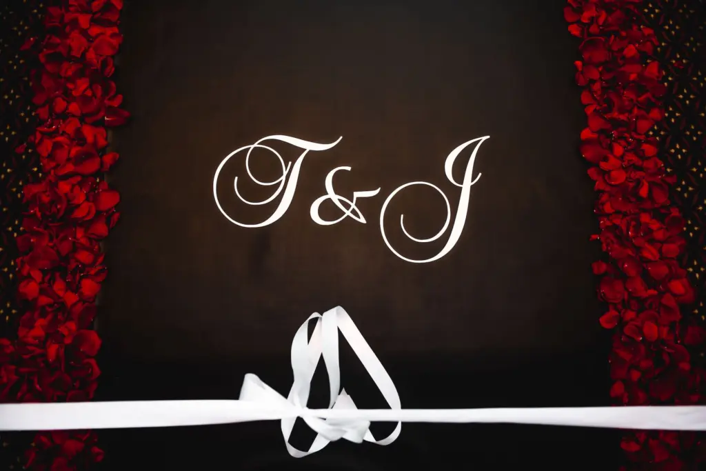 Black and White Calligraphy Initial Monogram Wedding Ceremony Aisle Runner Wedding Decor Inspiration