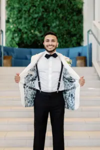 Custom Groom Black Tie Photo-Lined Wedding Tuxedo Jacket Ideas