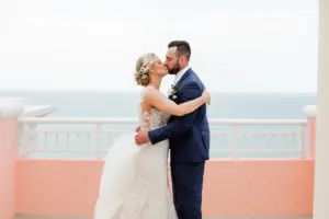 Bride and Groom Rooftop First Look Wedding Portrait | Tampa Bay Photographer Lifelong Studios Photography | Event Venue Hyatt Regency Clearwater Beach