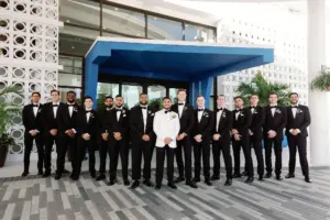 Black Tie Wedding Tuxedo Inspiration | Large Indian Fusion Wedding Party