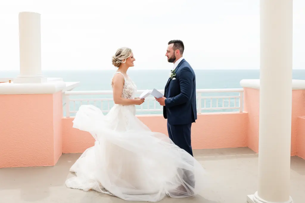 Bride and Groom Private Vow Reading Wedding Portrait | Tampa Bay Photographer Lifelong Photography Studio | Event Venue Hyatt Clearwater Beach | Planner Coastal Coordinating