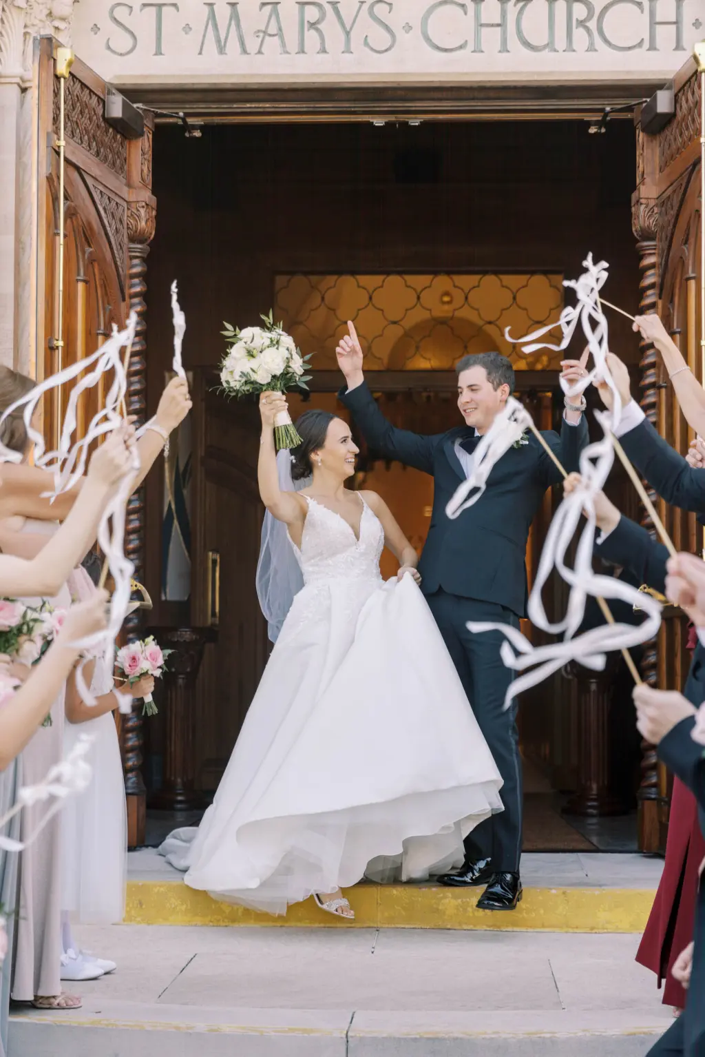 Bride and Groom Streamer Exit Wedding Inspiration