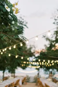 Outdoor St Pete Pier Wedding Reception Inspiration with Bistro Lights
