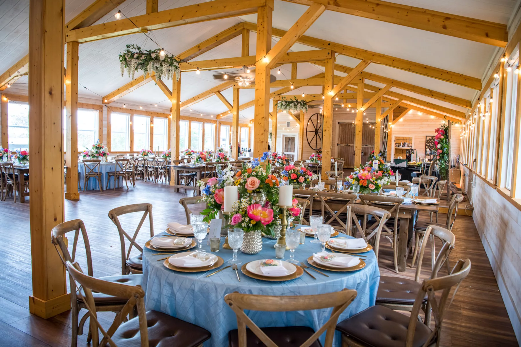 Rustic Pink and Blue Legacy Barn Wedding Reception Inspiration | Tampa Bay Rustic Venue Legacy Lane Weddings
