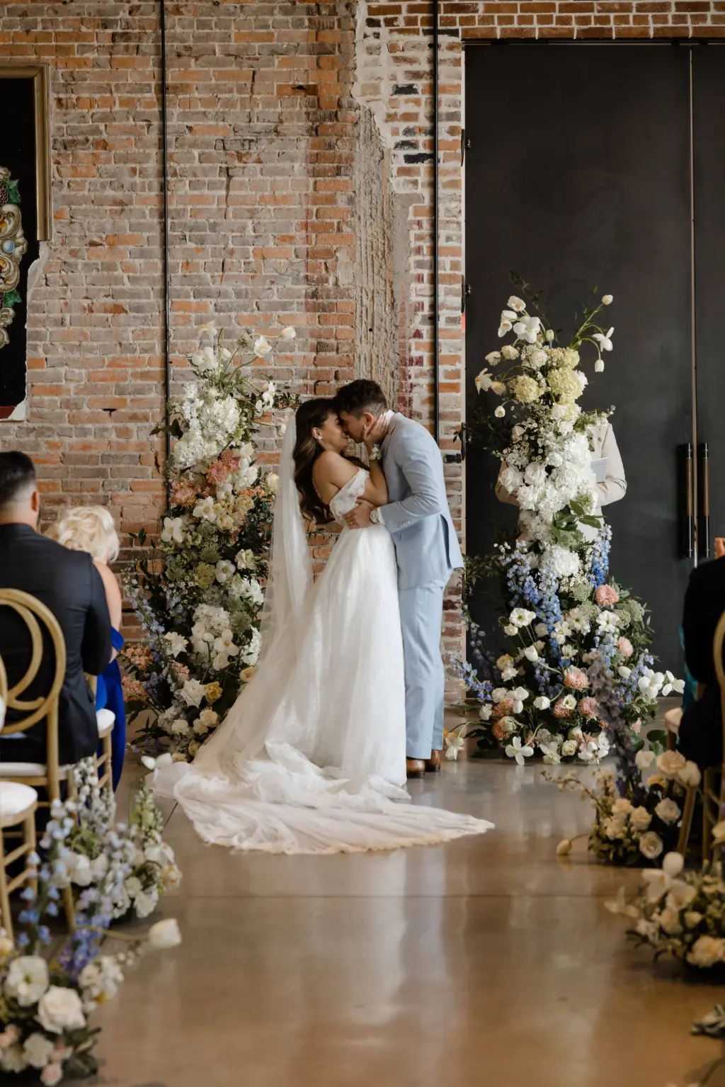 Bride and Groom First Kiss Wedding Portrait | Ybor City Event Venue Hotel Haya | Tampa Bay Planner Coastal Coordinating | Photographer Garry and Stacy Photography Co