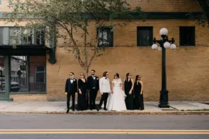 Mismatching Black Bridesmaids Dress Ideas | Black Tuxedo Wedding Attire Inspiration