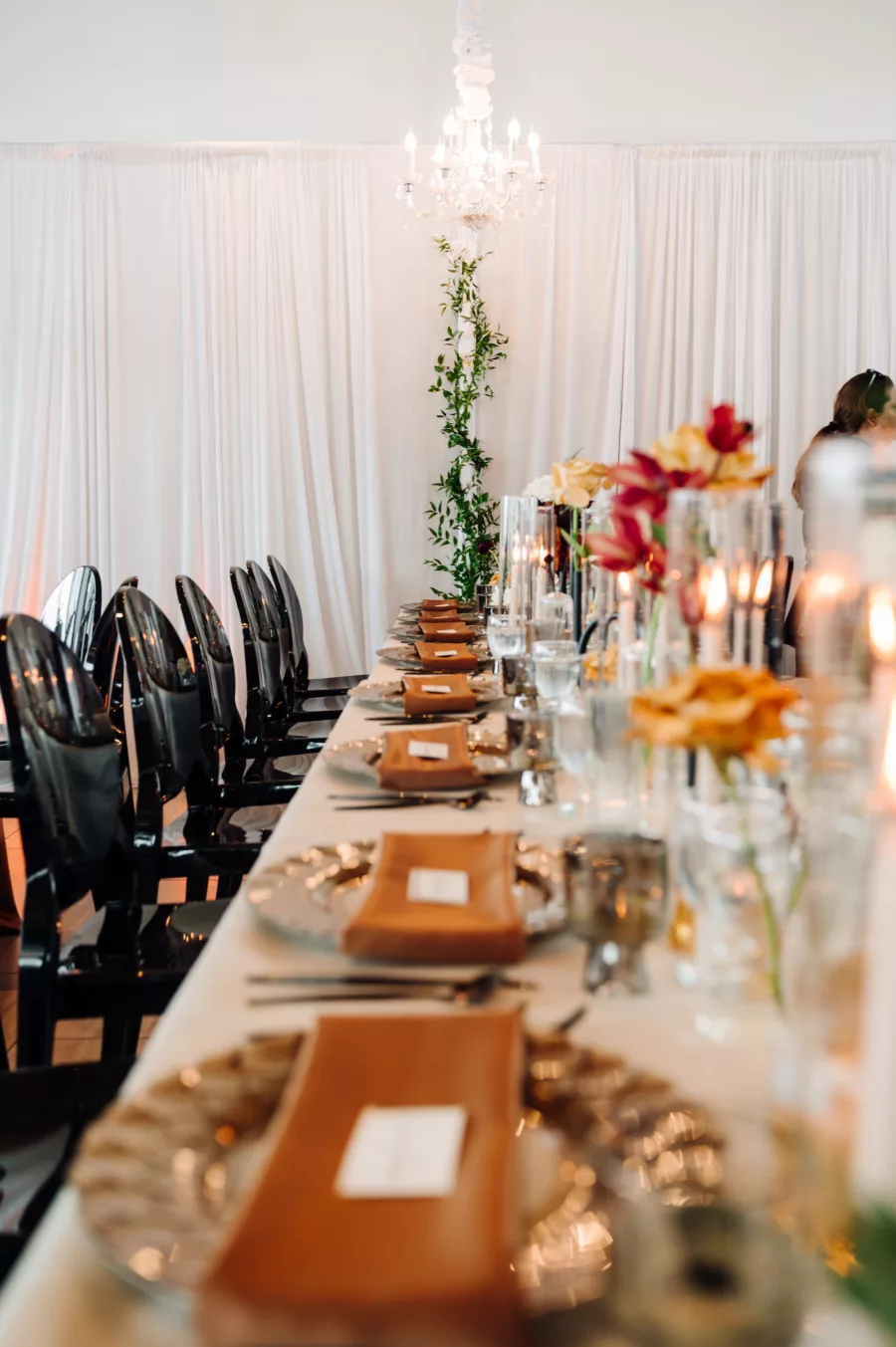 Modern Black and Bronze Wedding Reception Decor Inspiration | Tampa Bay Kate Ryan Event Rentals | A Chair Affair