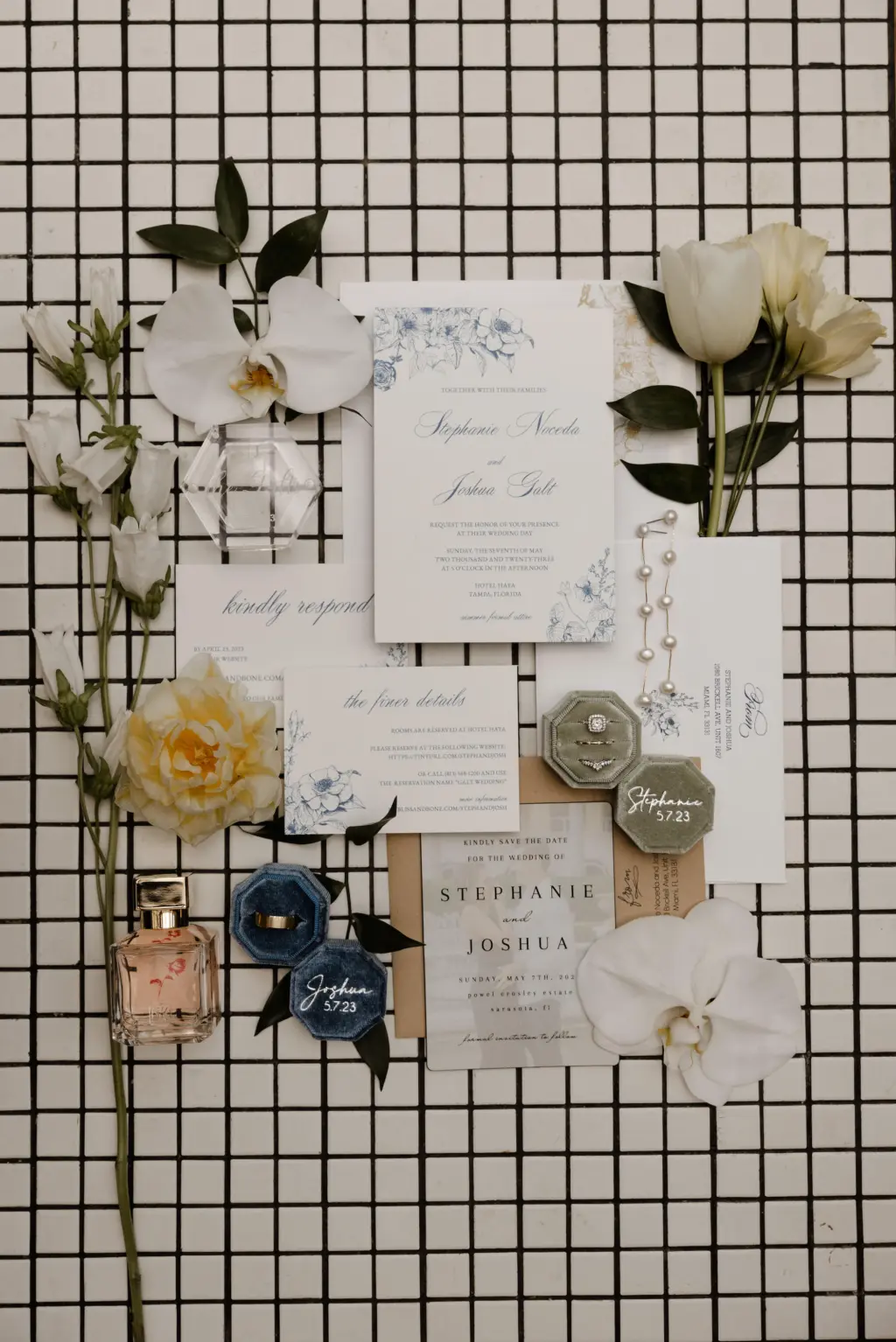 Pastel Blue Spring Flower Wedding Invitation Suite Inspiration
