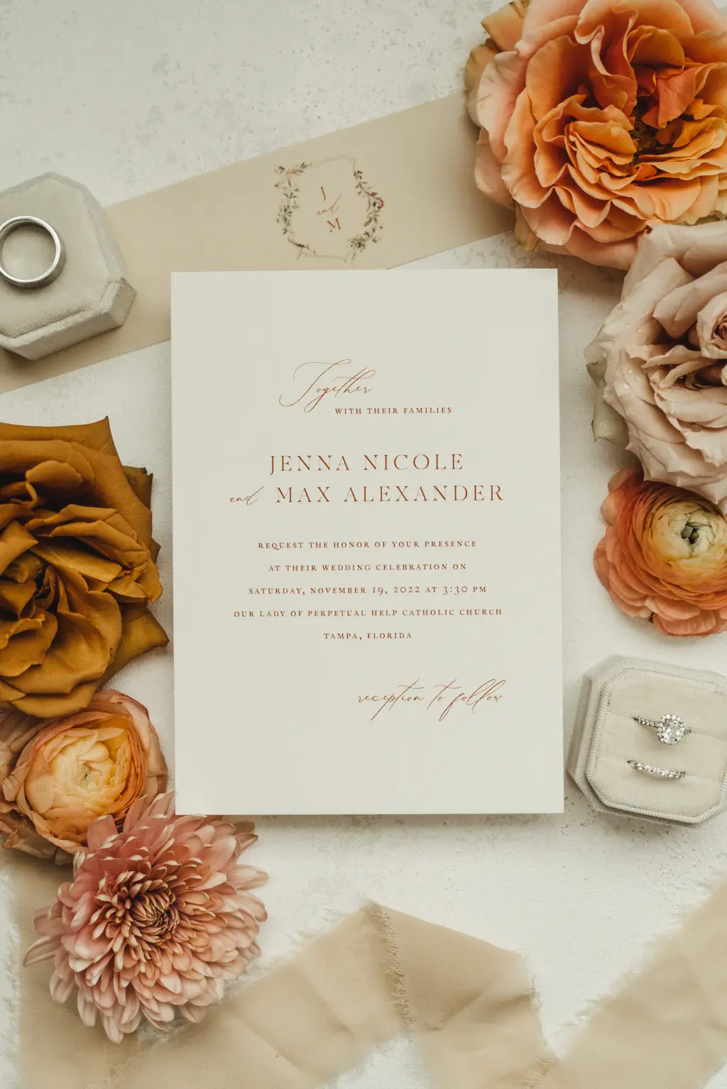Neutral Cream and Terracotta Fall Wedding Invitation Suite Ideas