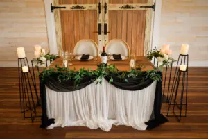 Rustic Black and White Sweetheart Wedding Reception Table Inspiration