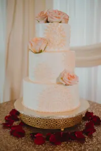 Romantic Round Three Tier Indian White and Blush Pink Mandala Inspired Wedding Cake Inspiration