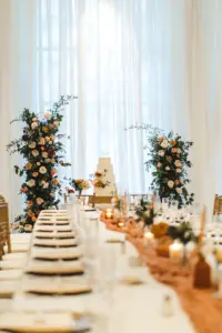 Long Feasting Table for Fall Terracotta Wedding Reception Inspiration