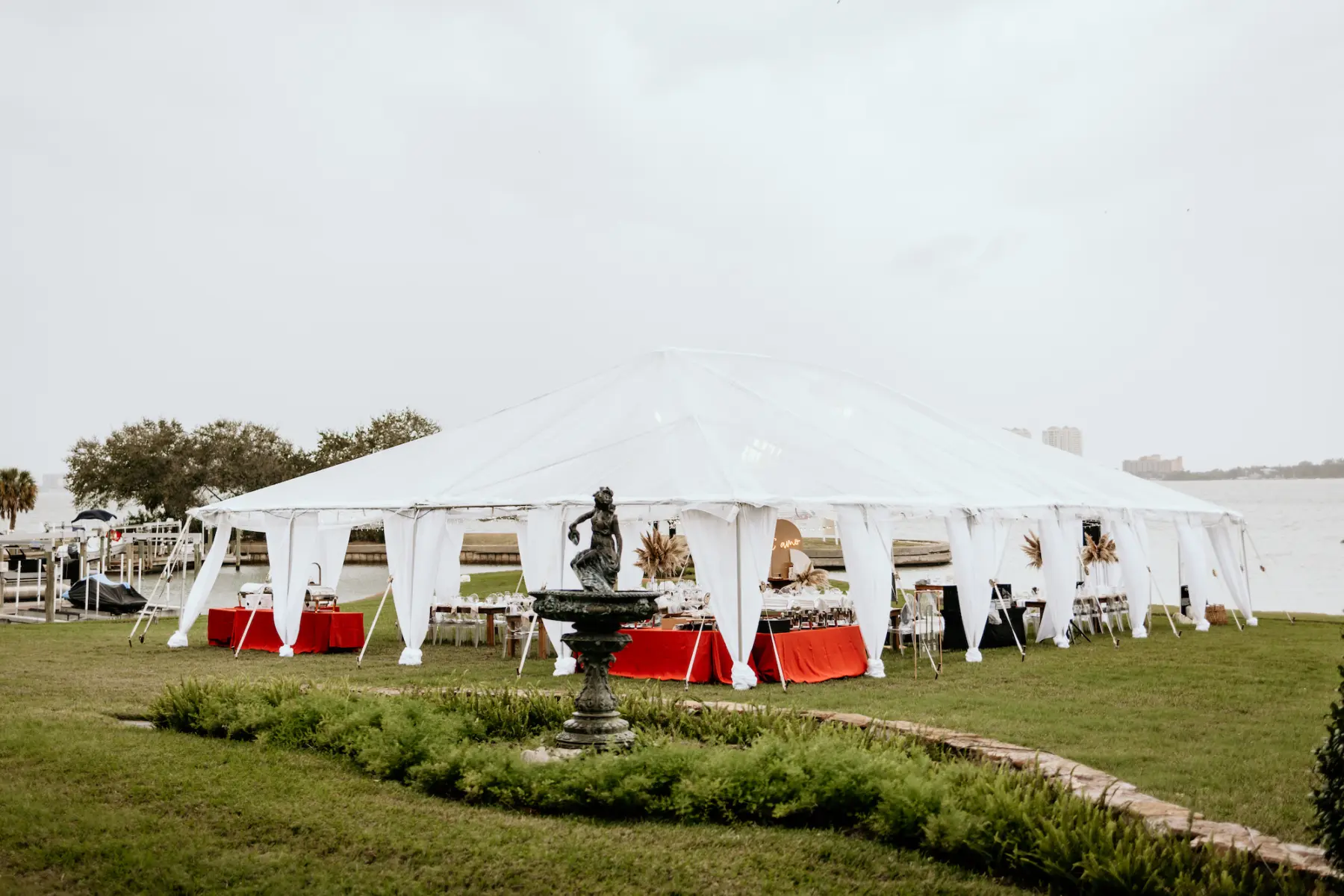 Outdoor Tented Waterfront Wedding Reception Ideas