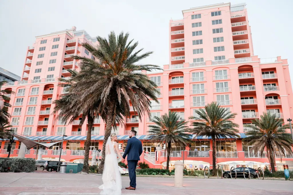 Bride and Groom at Outside Wedding Venue | Tampa Bay Event Venue Hyatt Regency Clearwater Beach